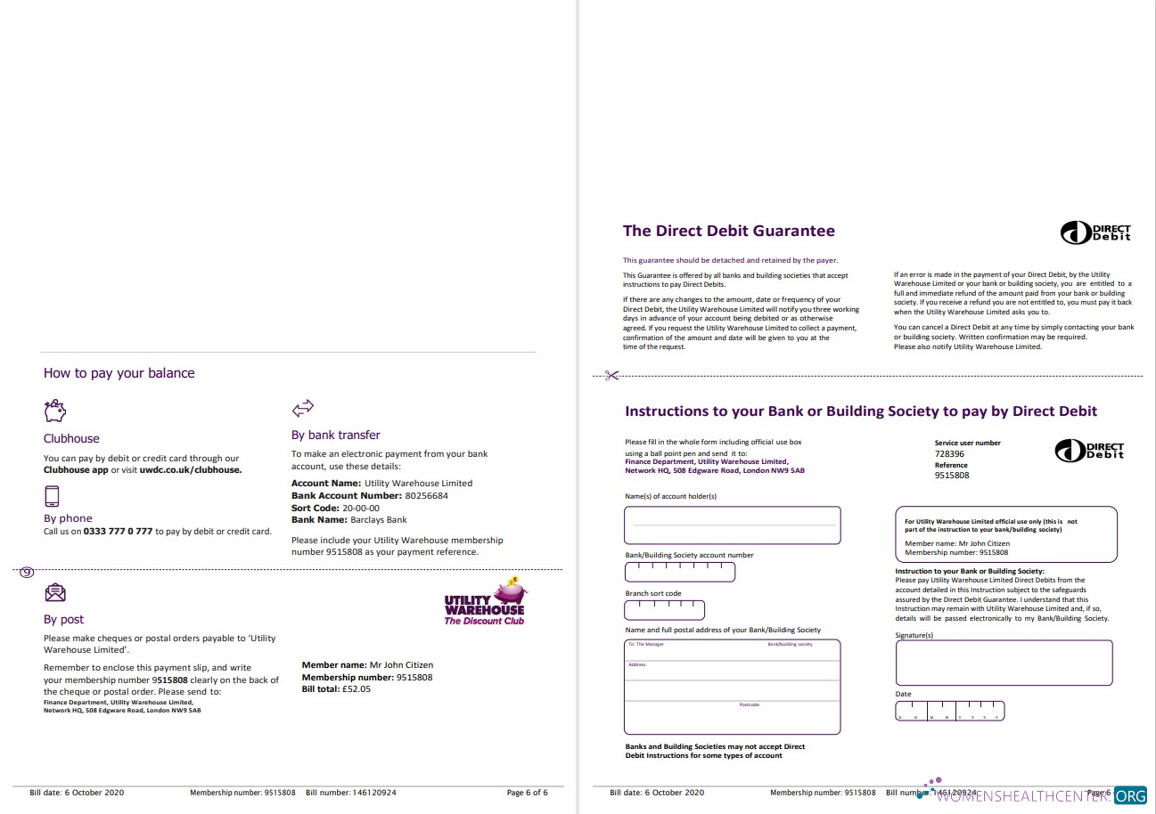 United Kingdom Utility Warehouse electricity utility bill template in Word and PDF format (6 pages) 5 6